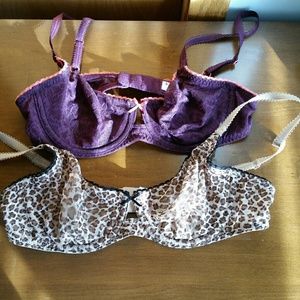 Unlined purple lace bra unlined leopard print bra